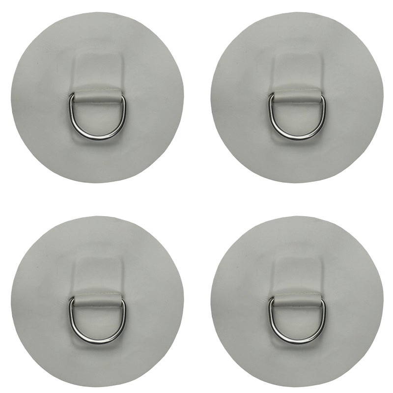 YYST 4 X Stainless Steel D-Ring Pad/Patch for PVC Inflatable Boat Raft Dinghy Kayak - No Glue Included- Instruction Included- Light Grey - Image 1